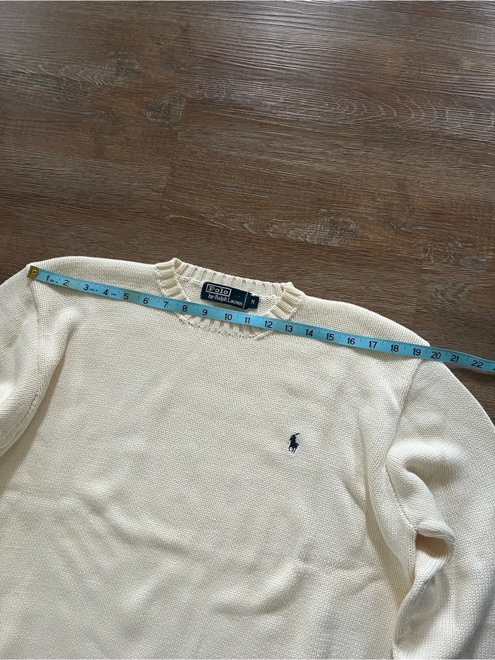 Vintage Polo Ralph Lauren Cotton Knit Crewneck Sweater | Cream | Mens Medium